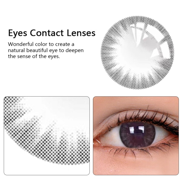 1 par kontaktlinser 14,2 mm kontaktlinser Portabla kontaktlinser Makeup Tools Grå 150 grader