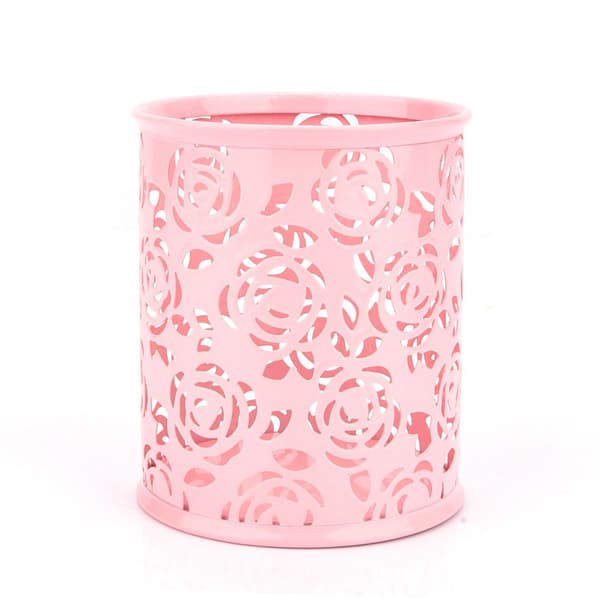 Kontorbord Hul Rose Blomstermønster Pen Blyant Pot Holder Container Organizer