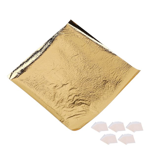 5 påsar Konstnärliga bladguldsark Multipurpose Metallic Imitera guldfolieark för konstförgyllning hantverk