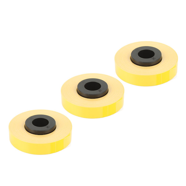 3 ruller etiketmaskintape, hver 26,2 fod lang, 9 mm bred, rivefast PET-etiketmaskintape-refill til MAX LM 370 380 390 gul