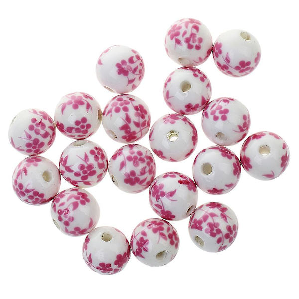 2 x 20 stk. Blomst Keramisk Porcelæn Løse Spacer Perler Charms Smykkefund Rose--