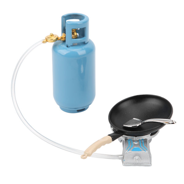 1:12 Miniatyrhus Gas Spis Tank Mini Spatel Kokkärlsmodell Leksak DekorationGas Spis med Gryta och Spatel Set