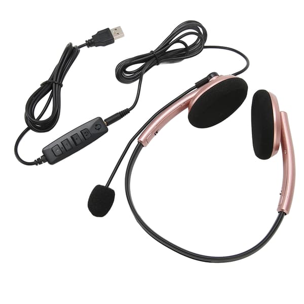 Call Center Headset Multifunktionel Stilfuld Støjreducerende HD Opkald Høreværn Telefon Headset Rosaguld USB