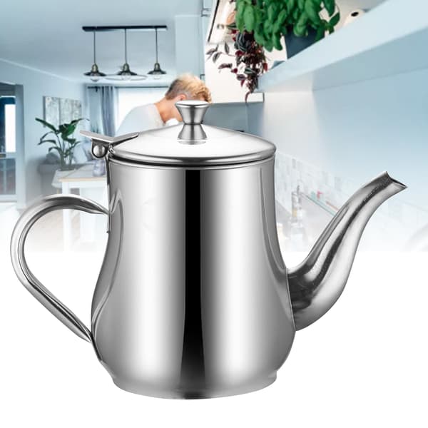 Oliedåse i rustfrit stål Multifunktion Lækagesikker Varmebestandig Olieflaske Eddikekande til køkken 48oz (med filter)