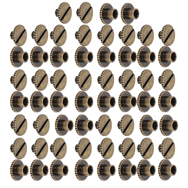 30 Set Boknitar Knurling Platt Mässing Läderbindningsknapp Tacks 9.5x6mm Spik 4mm Skruv(Brons )