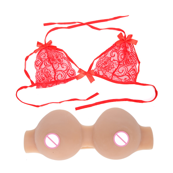 Silikonbrystform kunstige falske bryster med bikini for mastektomi Crossdresser (en kopp (550 g) + bikini)