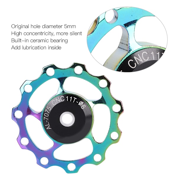 Bakväxelhjul i aluminiumlegering för mountainbike, styrlager för remskivor, cykeltillbehör, färgglad-11T