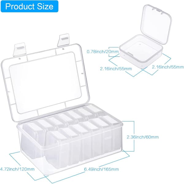 14 Small Plastic Storage Boxes with Lids, with 1 Large Plastic Container, Mini Transparent Storage Box for Beads, Earplugs, Rings, Buttons, Jewelry