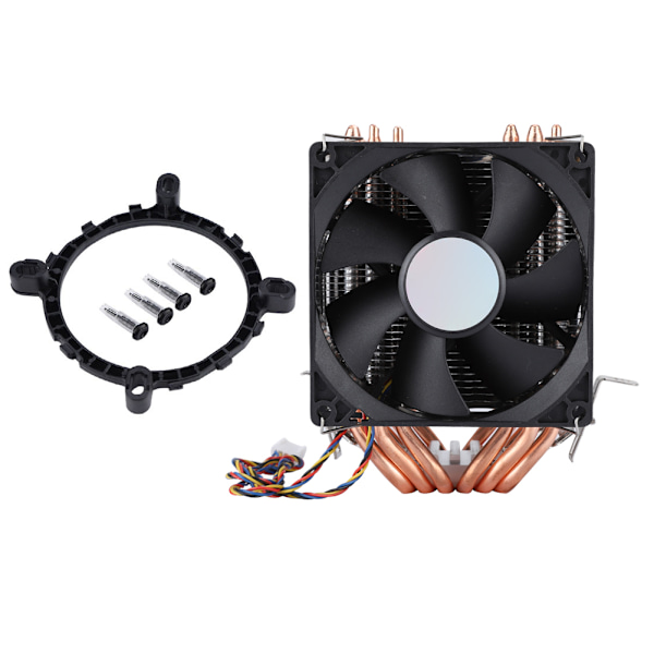 Tyst 4-stifts CPU-kylare med 6 värmerör, dubbeltorns luftkylning, 800-2200 varv/minut