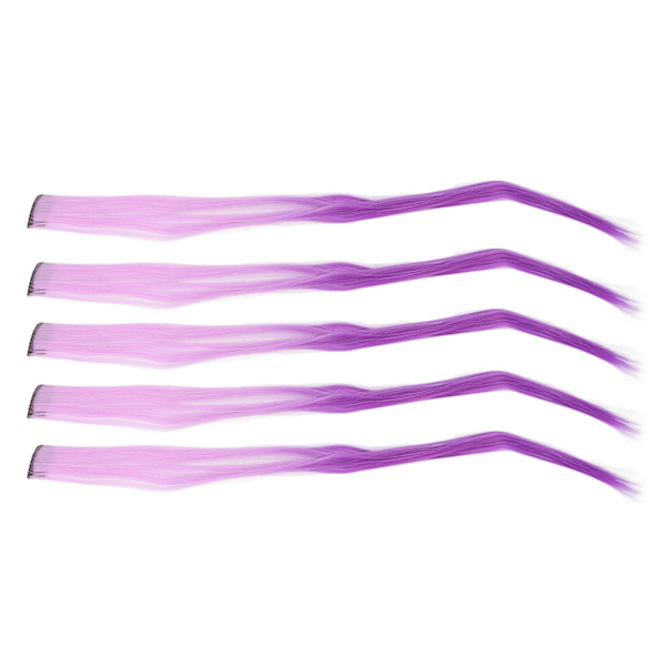 10 stk Høydepunkter Hårpynt Lang Rett Gradient Utsøkt Stilig Hairpiece Clip for Cosplay Events Halloween Fester Gradient Lilla
