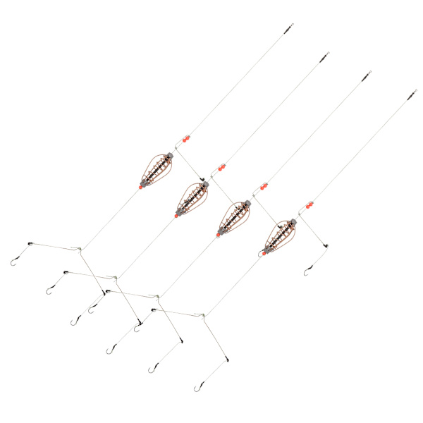 4 STK Fiskemadsbur Lure Trap Kurv Feeder Holder med kroge Fiskegrej Tilbehør Kobber 20g
