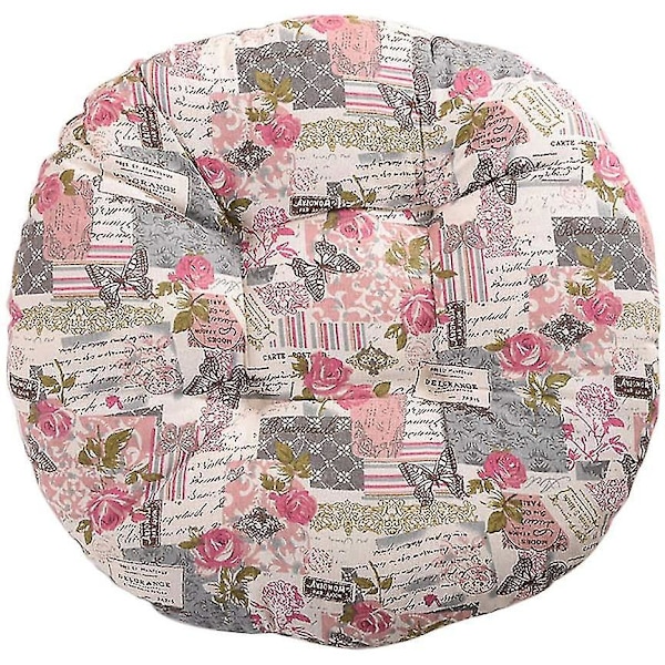 Pyöreä kukka- ja eläinpainatteinen tuolinpehmuste ulkokäyttöön, puutarhaan, parvekkeelle - 40 cm - Puuvillapellava, vaaleanpunainen