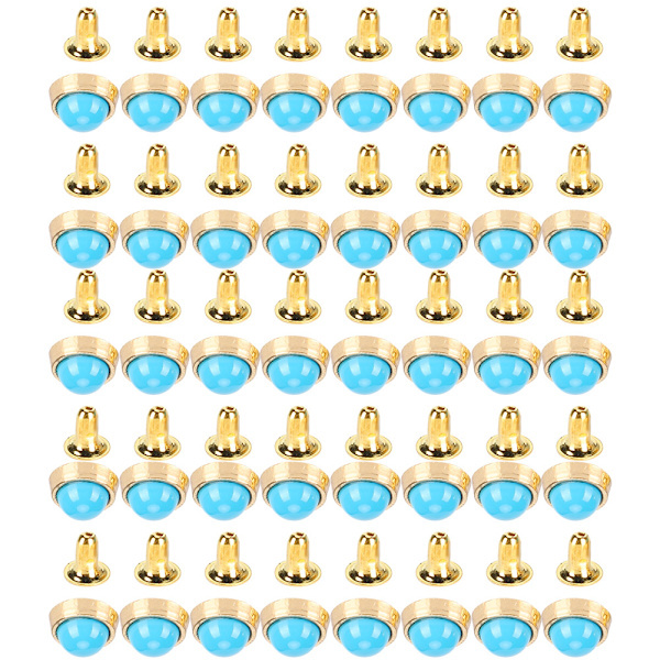 100 set färgade kristallnitar 8 mm DIY zinklegering dekorationsspikar för bagage kläder skor blå