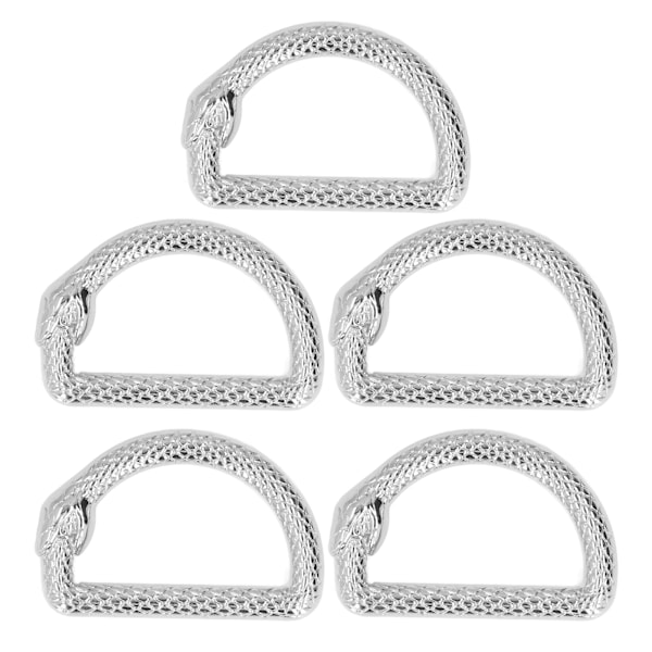 5 stk D-ringer i sinklegering - Robust og holdbar - Multifunksjonell - Bredt bruksområde - Metall D-ringer for veske, ryggsekk, belte - Sølv