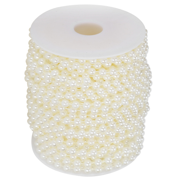 Faux Pearl Bead Garland String Round DIY Dekoration Craft Clothing Accessories 6mm 25Meter/RolleBeige