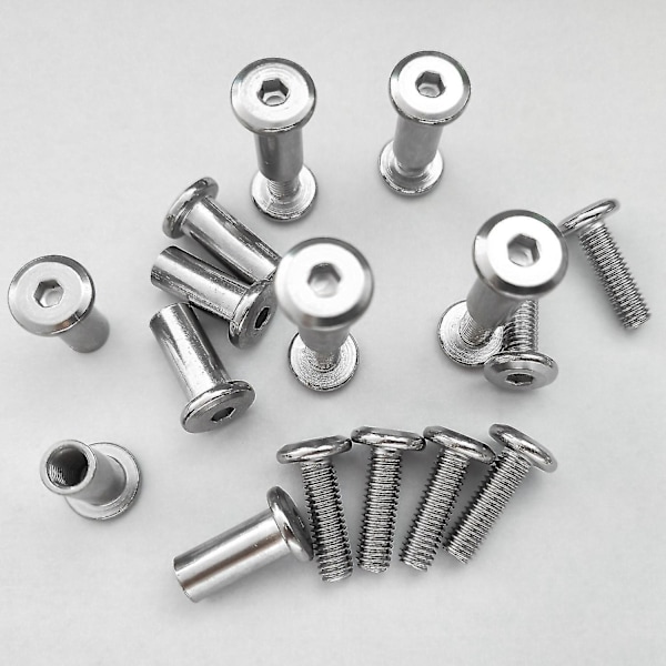 20 stk. Skrue Stolpe Passer kompatibel 5/16 tommer (8 mm) Hul Dia Han M6X20 mm Hun M6X18 mm Bæltespænde Bindebolte Læder Fastgørelse-B13