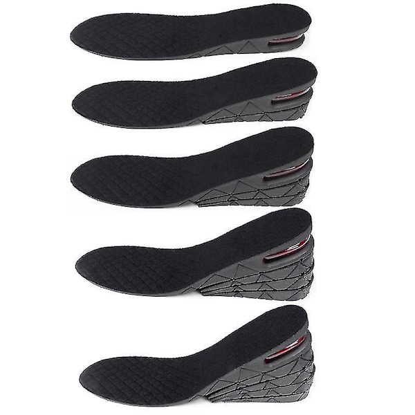 Näkymättömät korottavat pohjalliset, säädettävissä 3 cm:stä 9 cm:iin, puolipohjallinen korkea 4,5 cm