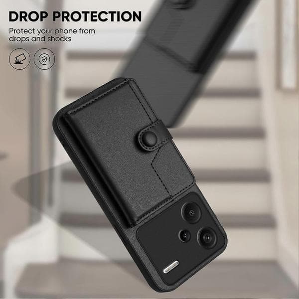 Kompatibel med Xiaomi Redmi Note 13 Pro+ 5G Etui RFID-kortholder Støtte TPU + PU Læder Telefon Bagside