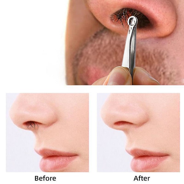 Rustfrit Stål Næsehårstrimmer Pincet Øjenbrynstrimmer med Cirkelformet Spids til Nem Pleje af Næse, Sideburns og Øjenbryn