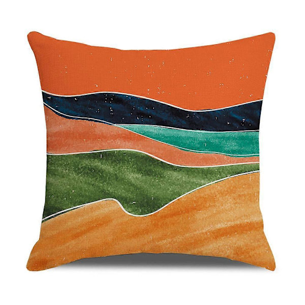 Landskap Soloppgang Putetrekk 45cm x 45cm Sett med 4 Oransje Pynteputetrekk 18x18 tommer Myk Polyester Firkantet Dekorativt Pynteputetrekk Stue R