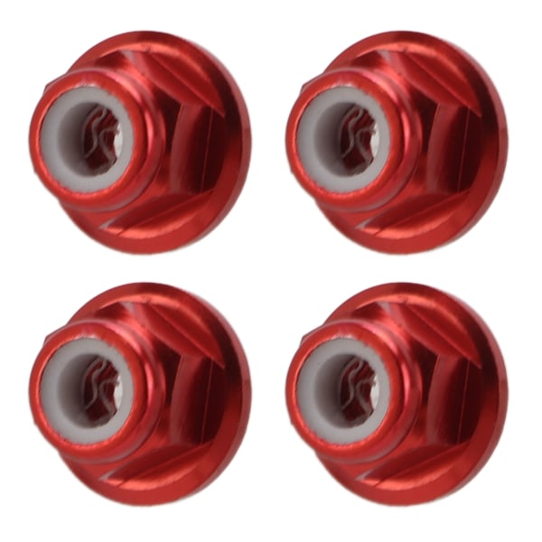 4 st RC-bilmuttrar M4 i aluminiumlegering, 4 mm innerdiameter, tillbehör till RC-bil för 1/10 fjärrstyrd bil, röd