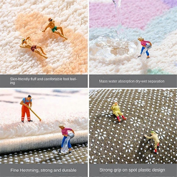 Sengekant Tæppe Dekor Anti-Slip Gulvmåtte D