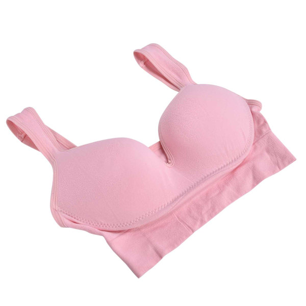 Kvinnors bekväma stödbehå full täckning trådlös sovande behå moderskap amningsbehå rosa M