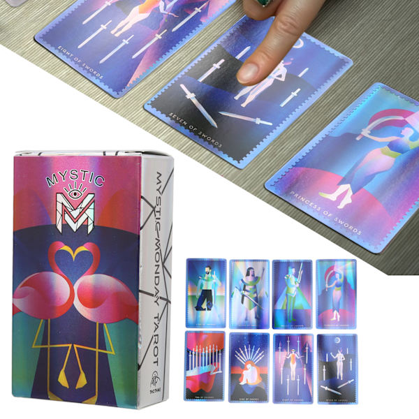 Mystic Monday Tarot-kort Hologrampapir Engelsk Version Skæbne Divination Brætspil