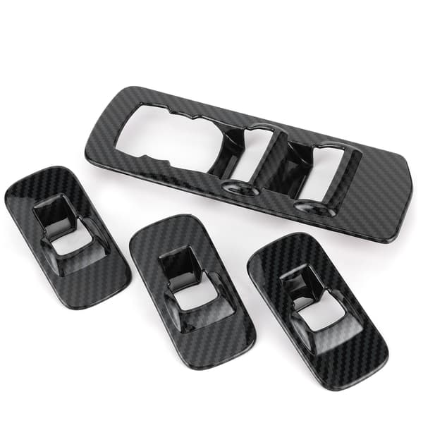 4 st Fönsterhiss Justeringspanel Switch Trims Kolfiberstil Passar Ford F150 2015-2020