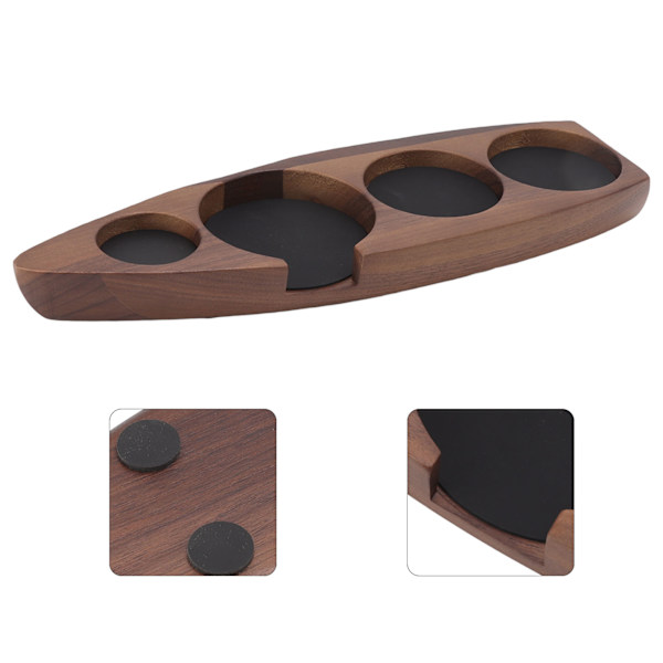 Kaffetamperhållare i trä, kaffemattstativ, kaffebryggare, förvaringsbas i valnöt, stor, för 58 mm/2,3 tum