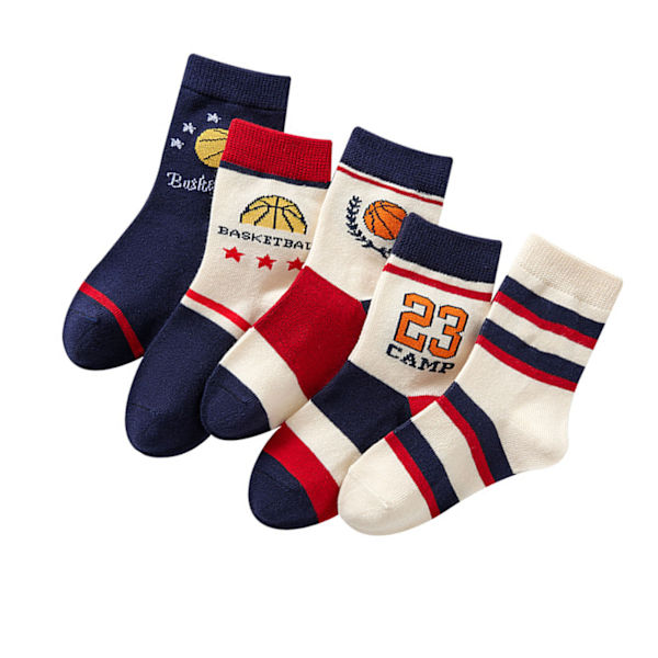 5 par pojkar basketstrumpor barn sport stil basketbrev lös mjuk andningsbar alla match mid calf strumpor M 3-5 år gammal
