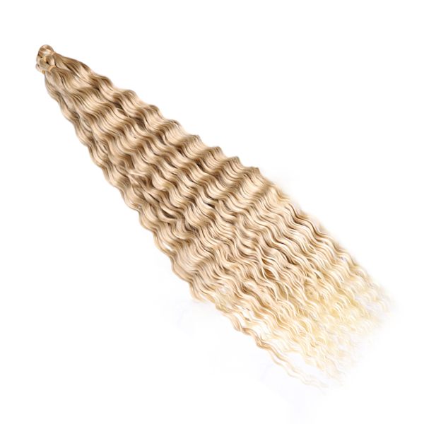 32 tum Virkad hårförlängning Curly Wig Mjuk Bekväm andas hårförlängning Vågig peruk