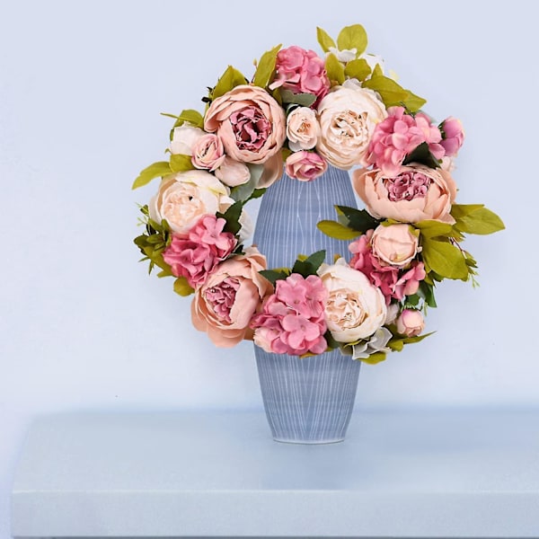 Kunstig blomsterkrans til indendørs bryllup, pejs og vægdekoration - 15" hoveddør