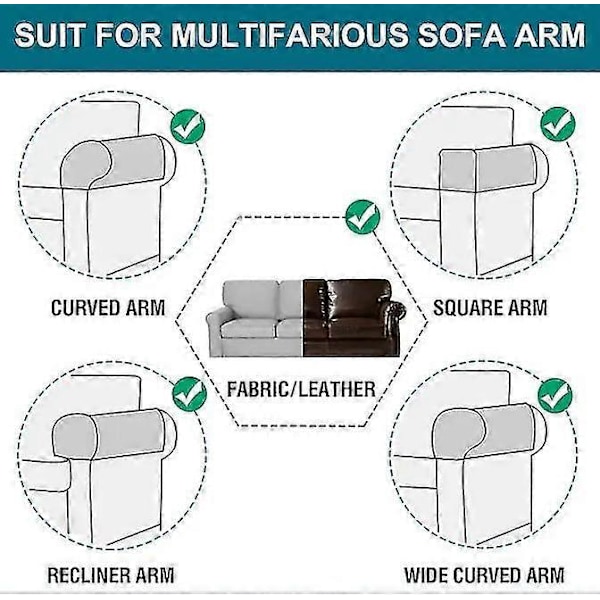 2 stk. Stretch Armlene Trekk Spandex Jacquard Armtrekk Myke og Elastiske Beskyttere for Stoler Sofa Lenestol Trekk Recliner Sofa lys grå