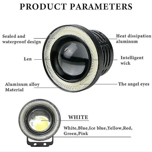 2 Stk Universal Grøn LED Tågelys Angel Eyes Halo Ring Runde Forlygter