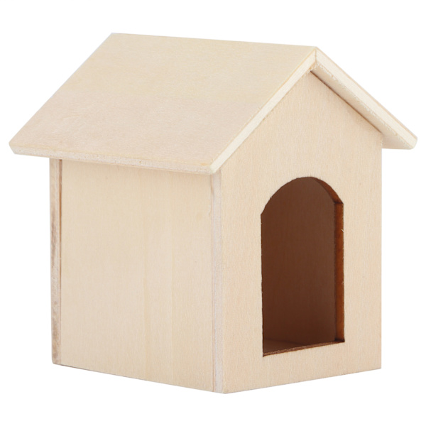 1:12 Dockhus Trähundhus Simulerad Miniatyr Kennelmodell Lekleksakstillbehör Enfärgad Kennel