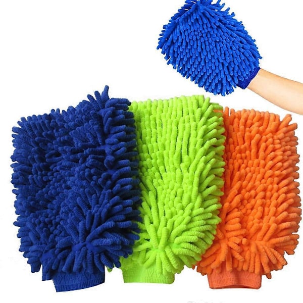 2025 Ny 3-delt Chenille Bilvaskehanske, Bilvaskehanske, Mikrofiber Bilrengjøring, 3 Farger