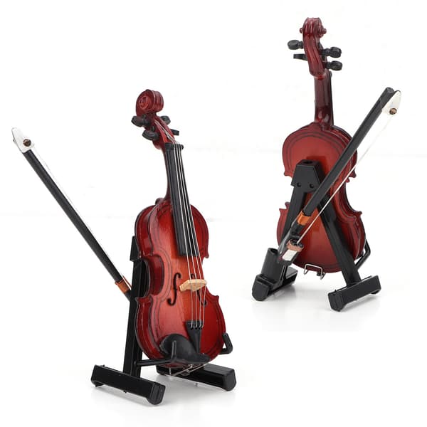 1:12 Miniatur Træinstrument Violinmodel med Æske Simulations Tilbehør til Dukkehus