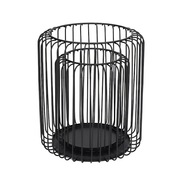 Burfågel Ljusstake Set Matt Svart Metall Cylinder Modern Enkel Fågelbur Ljus Hållare för Café Matsal Bord Mantels