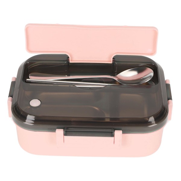 Rustfrit stål madkasse med spisepinde ske termisk isolering Bento madkasse til kontor picnic pink 3 rum