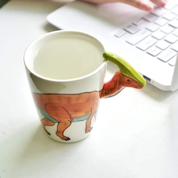 400 ml dinosaurformad mugg söt djurkeramisk mugg kontorsmugg frukostmugg