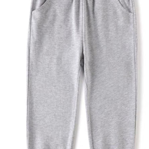 Barn Sweatpants Elastisk Midja Andningsbar Mode Konisk Bomulls Joggerbyxor för 120cm till 130cm Pojkar Flickor Grå