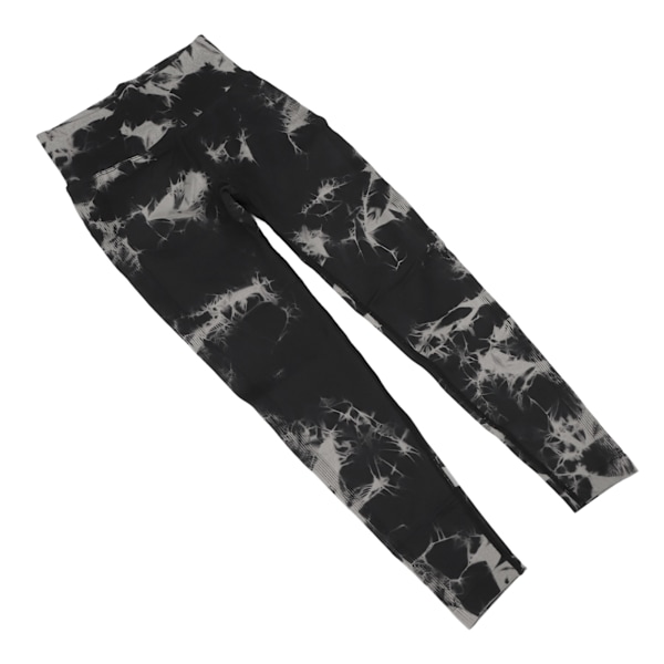 Tie Dye Leggings Sømløs Høy Midje Elastisk Svart Hurtigtørkende Myk Pustende Yoga Leggings for Kvinner S