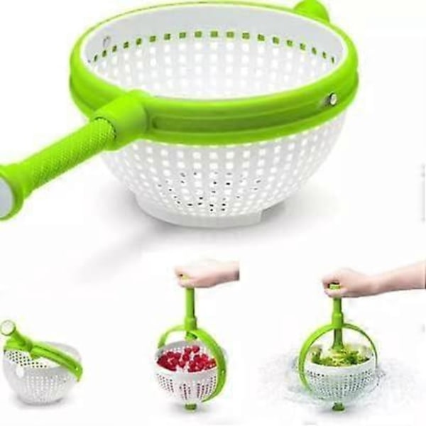 Stor Salladsslunga Durkslag Sil Sallad Frukt Tvätt Pasta Avrinning Roterande Snabb och Enkel Grön