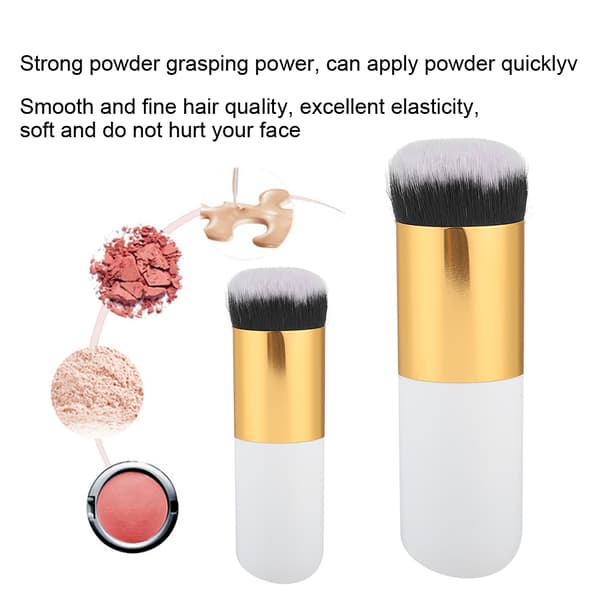 Rundhovedet Foundation Pudderbørste BB Cream Kosmetikbørste Makeuptool (Hvid Guld)