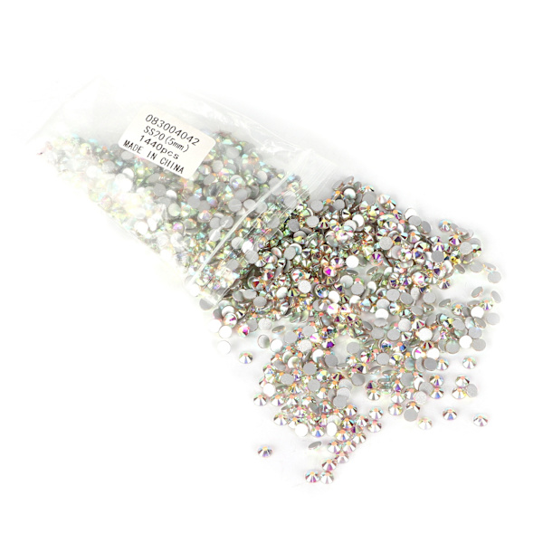 1440 stk. skinnende hotfix flade bags rhinestones med bred anvendelse til DIY-negle og kunsthåndværk i AB-farve