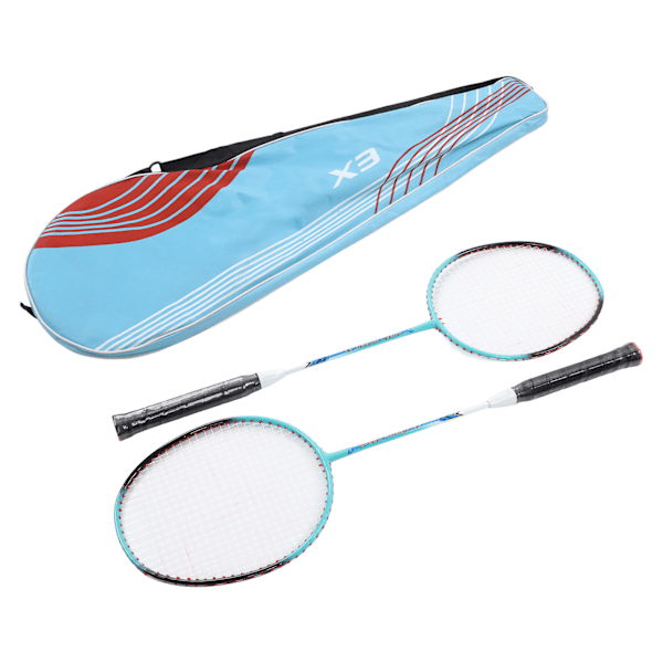 2 st X3 Badminton Rackets Järnlegering Integrerad Dubbel Badminton Racket Set Tränings Rackets