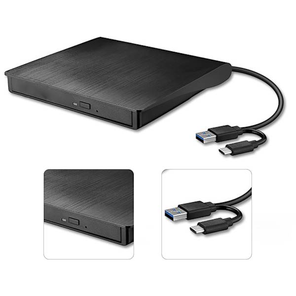 DVD-drev USB3.0 TYPE C Dobbelt interface Universal bakke type Eksternt optisk drev DVD-afspiller CD-brænder