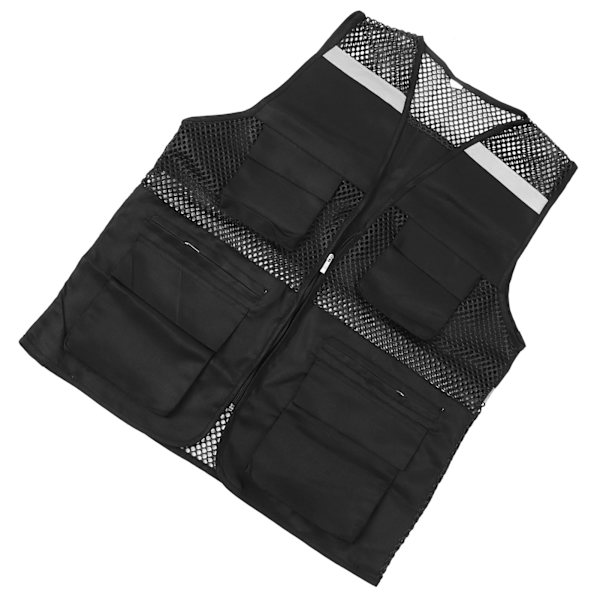 Reflekterende arbejdsvest med flere lommer, mesh-design, høj synlighed, åndbar sikkerhedsvest med reflekterende striber