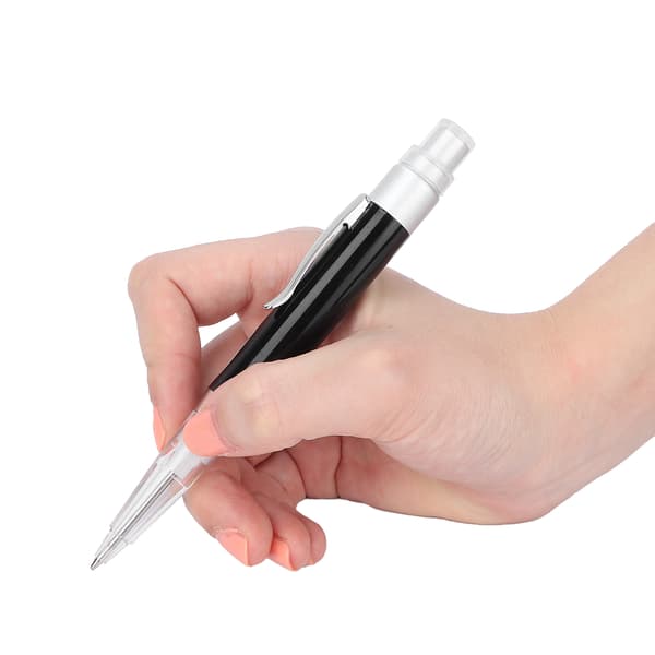 Bærbar Pen Parfume Sprayflaske 2-i-1 Kuglepen Tom Parfume Atomizer 2ml Sort